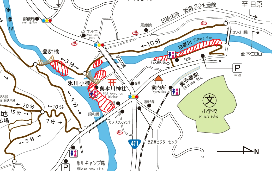 氷川渓谷の地図