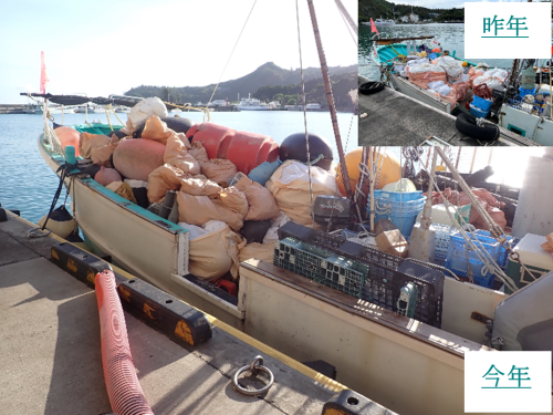 今年と昨年の海ごみ総量