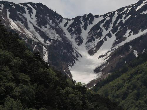 大樺沢に残るたくさんの雪
