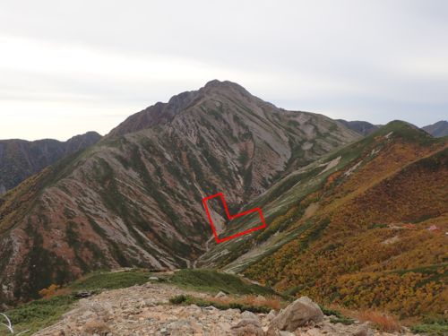 大聖寺平付近のV字谷