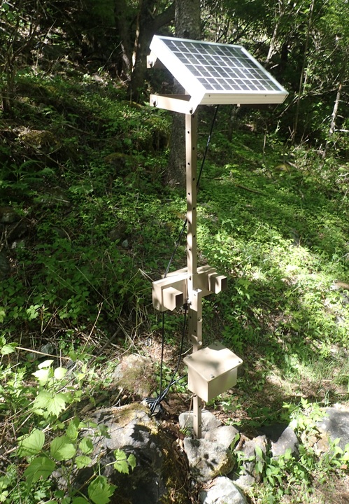 設置された登山者カウンター（上部）
